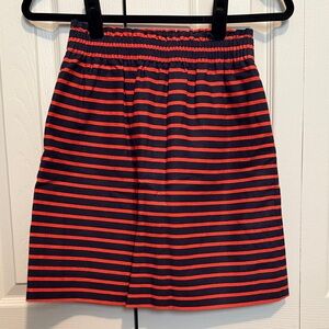J. Crew Factory Navy and Red Striped Skirt